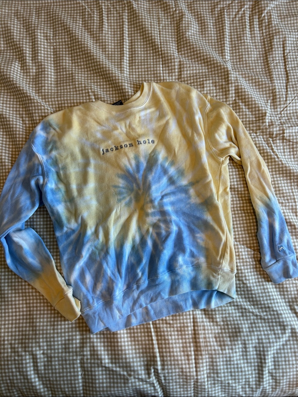 Jackson Hole Yellow & Blue Tie-Dye Crewneck Sweatshirt